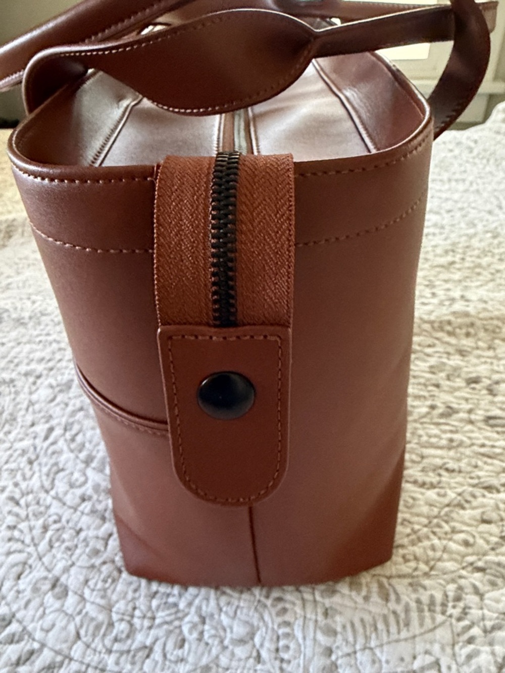 MONOS Brown Leather Tote - Structured Everyday/Travel Carry - Picture 6 of 16